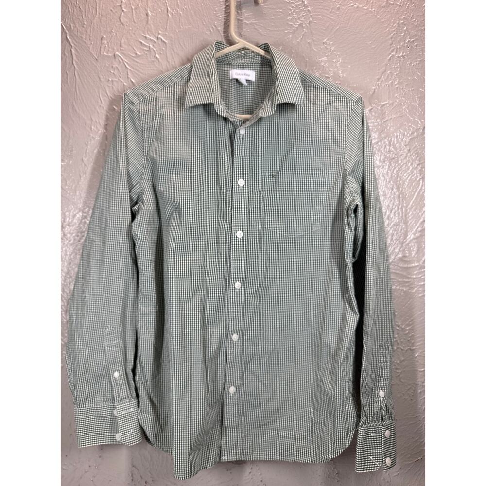 Calvin Klein Long Sleeve Button-Up Pocket Shirt‎ Check Mens Size Small